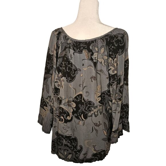 Free For Humanity Size XL Made In Italy Gray Lagenlook 3/4 Sleeve Top Pullover - Picture 3 of 8